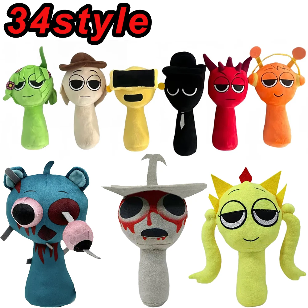 34styles Sprunki Plush Toys Sprunki Incredibox Plush Doll Sprunki Game Pillow Kids Birthday Gifts Stuffed Dolls Christmas Gift