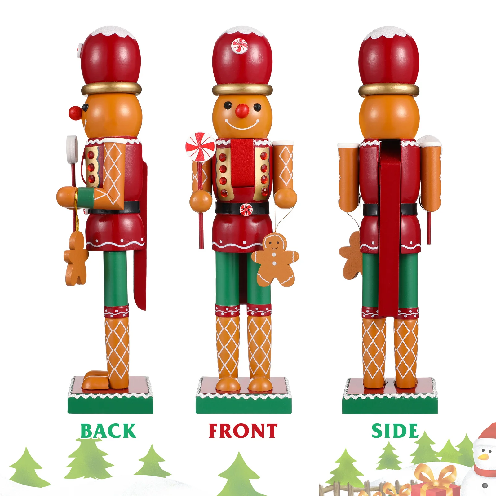 

1Pcs Wooden Gingerbread Man Nutcracker Xmas Decoration Charming Desktop Xmas Party Scene Adorn Delicate Christmas Tabletop Decor