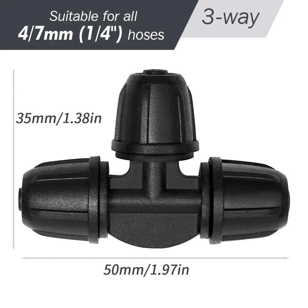30PCS Garden 4/7mm Hose Lock Tee 1/4