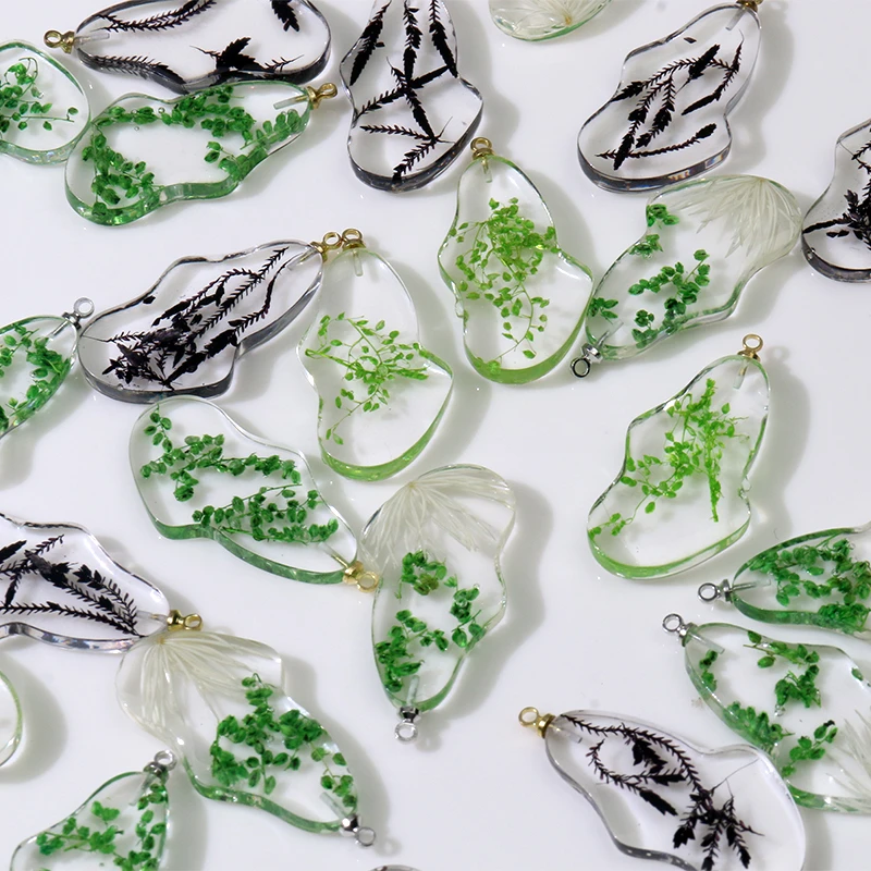 5pcs 16x16mm Dried Flowers Leaves Beauty Charms Pendant for Earring Necklace Keychain Acrylic Plant DIY Jewelry Making Supplies