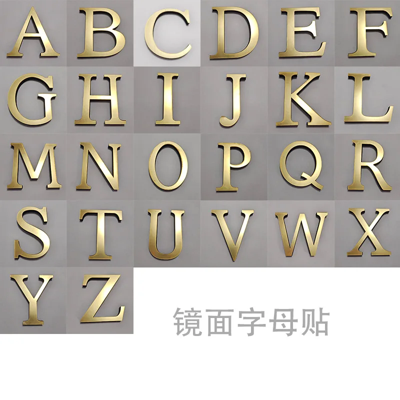 20cm A-Z English Letters Wall Stickers Acrylic Mirror Reflective 3D Decor Door Number Word Sticker Festival Home Decoration