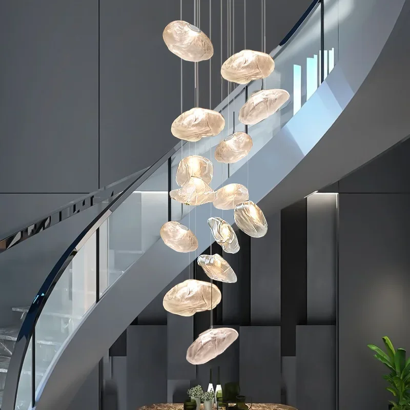 

Irregular Clouds Pendant Lights Design Smoky Grey Glass Light Art Decorative Bedroom Bedside Staircase Restaurant Hanging Lamps