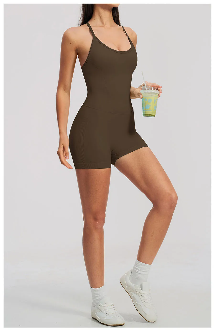 Yoga-Sets Nahtlose Gym-Jumpsuits Damen Einteiliger Sport-Bodysuit Overalls Aktivbekleidung Fitness-Trainingskleidung Kurze Outfits – Detail 8