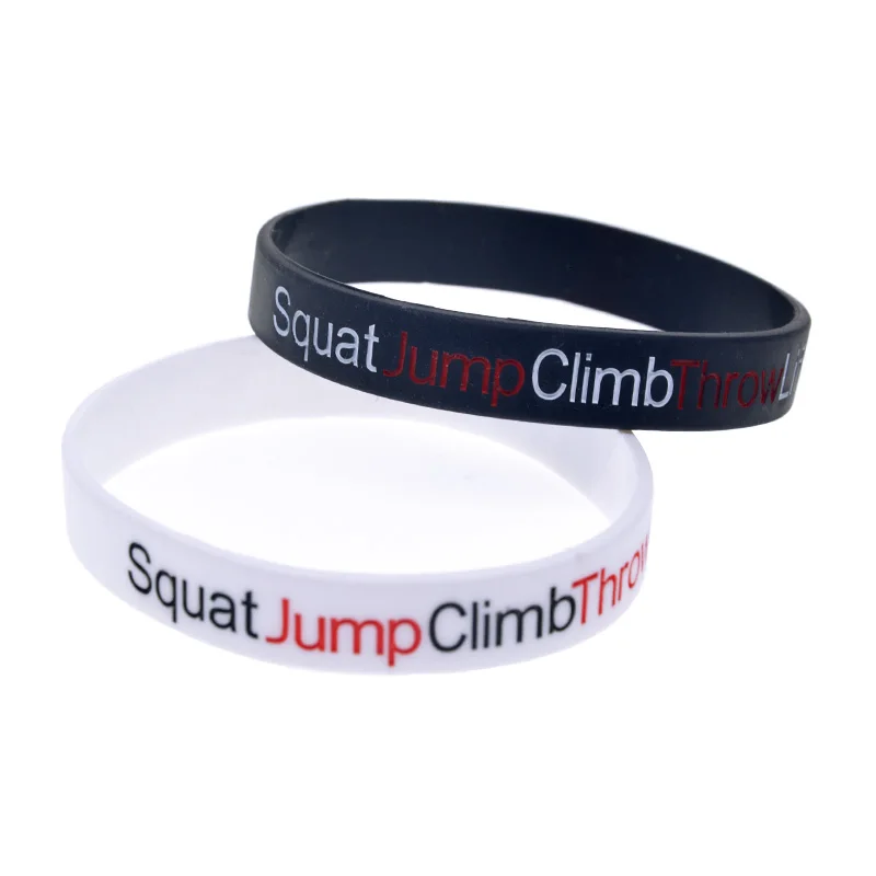 50 Stück Squat Jump Climb Crossfit Silikon-Armband 1/2 Zoll breit, motivierendes Handgelenksband für das Fitnessstudio – Detail 3