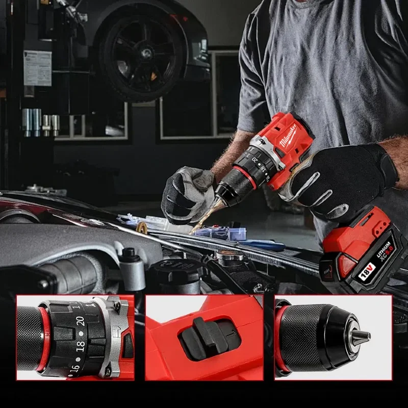 Milwaukee 150N.m Bor Impak Tanpa Kabel Bor Listrik Tanpa Kabel 20+3 Torsi Bor Kecil Palu Multifungsi Alat Tenaga