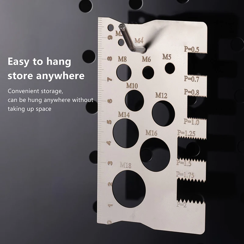 Stainless steel caliper metric tool thread detection screw measuring ruler for measuring pitch, drill bit bolt, nut, screw
