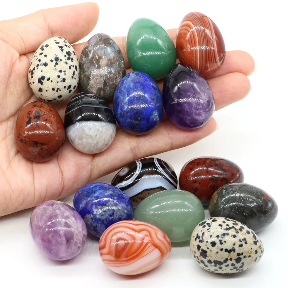 22x30mm Natural Stone Egg Statue Healing Crystal Quartz Massage Gemstone Mineral Specimen Jewelry DIY Meditation Gift Home Decor