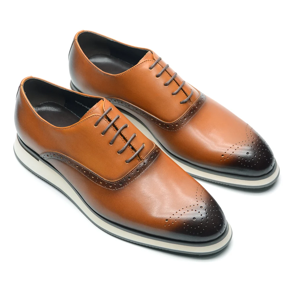 

Luxury Mens Dress Shoes Black Brown Handmade Genuine Leather Oxford Sneakers with Brogue Details Sapatos Formais Masculinos