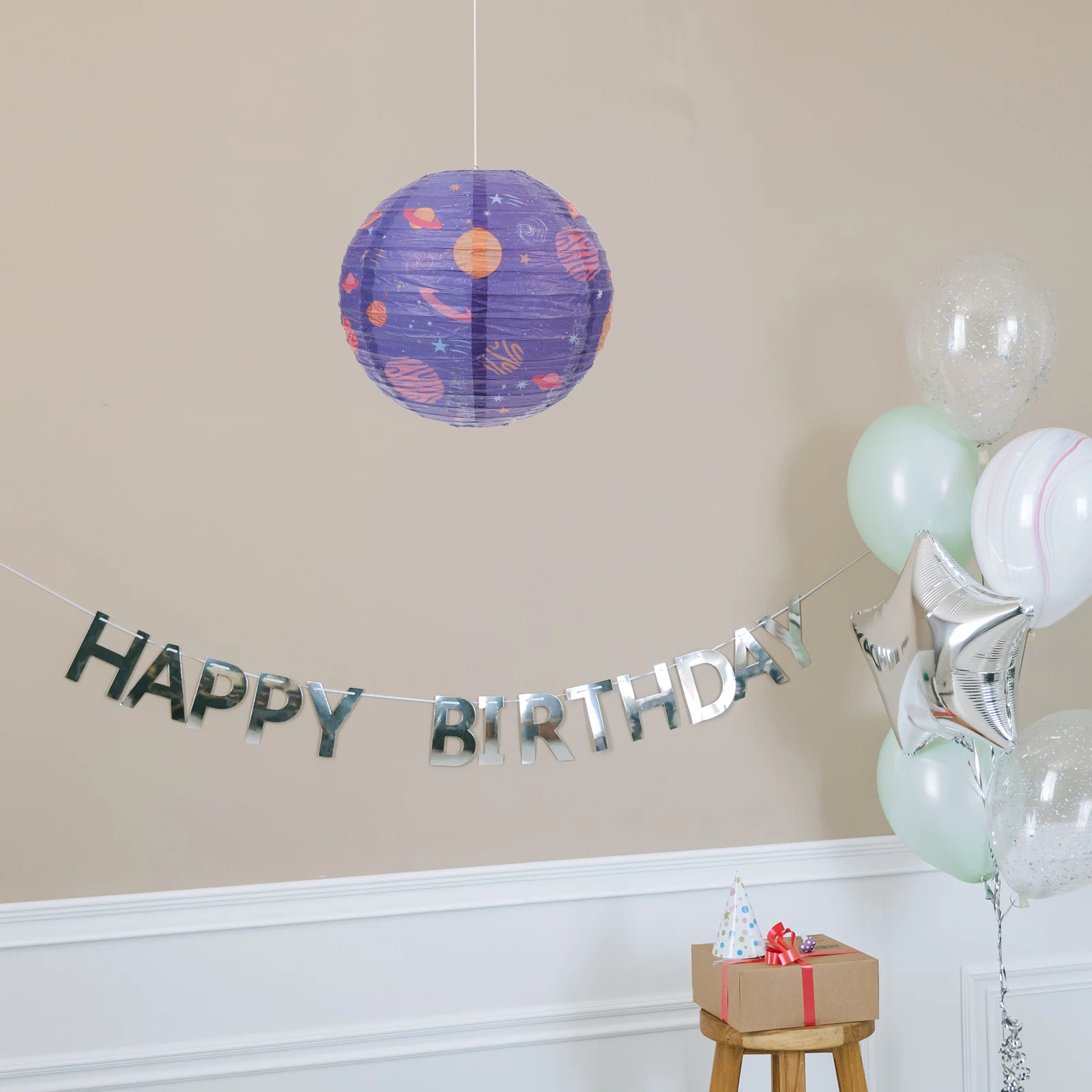 

Space Themed Lanterns for Boy Party Hanging Solar System Festival Decor Foldable Paper Lantern Home Decorations