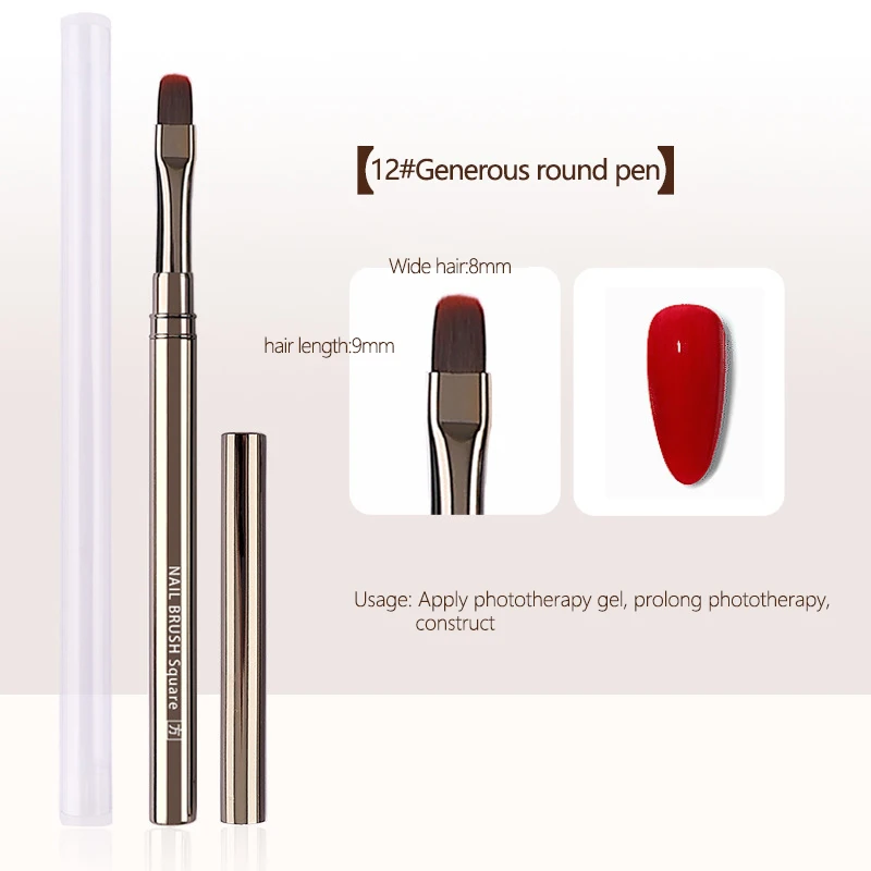 مجموعة فرش تزيين الأظافر الاحترافية مكونة من 12 قطعة، فرشاة أظافر معدنية لسم طلاء الجل وبناء أومبير فرنسي