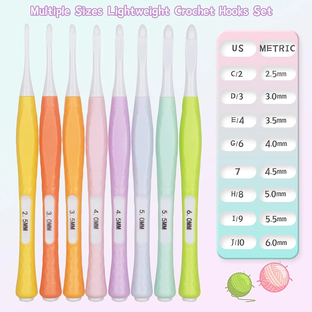 Ergonomic Crochet Hook Set, 8pcs for Beginners