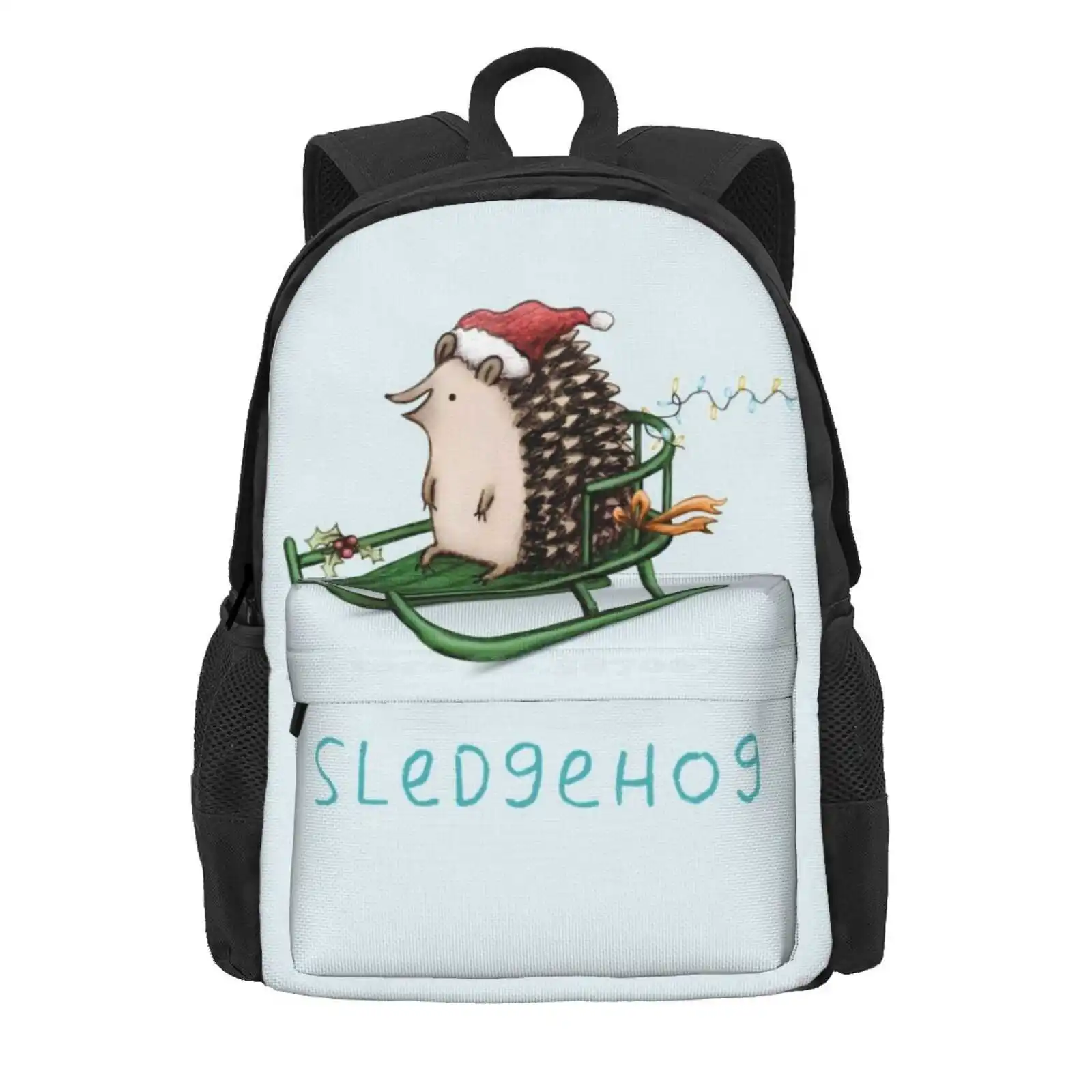 Sledgehog Hot Sale Schoolbag Backpack Fashion Bags Sledgehog Hedgehogs Christmas Xmas Holidays Happy Animal Sleigh Kawaii Cute