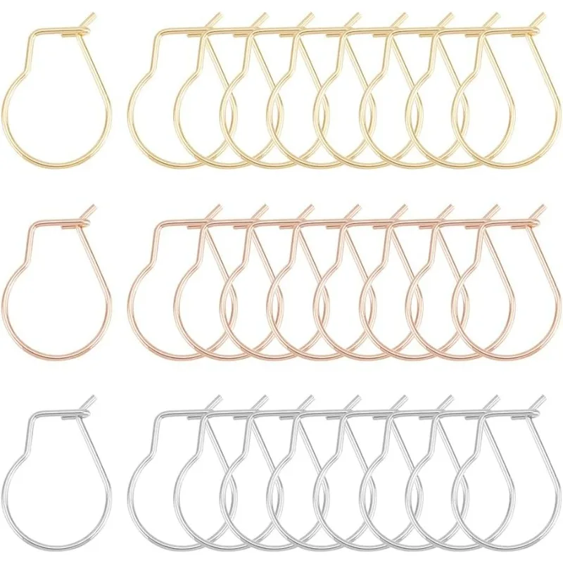 

60 Pieces 3 Colors Stainless Steel Earring Hooks Metal Ear Wire Mixed Color Wire Earring Hooks Jewelry Earring Findings for DIY