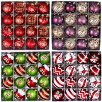 16PCS Plastic Christmas Ball Set 6cm Suspensable Xmas Ornament Ball Multicolor Decorative Christmas Tree Balls Party