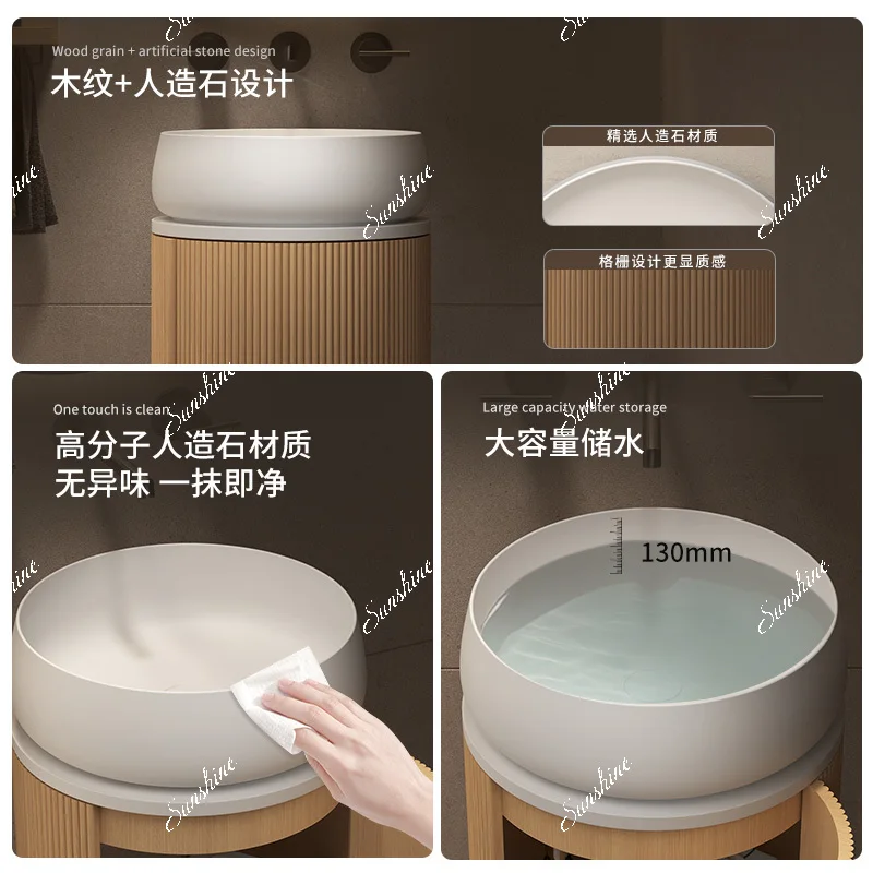 Artificial stone column basin integrated hotel balcony washbasin
