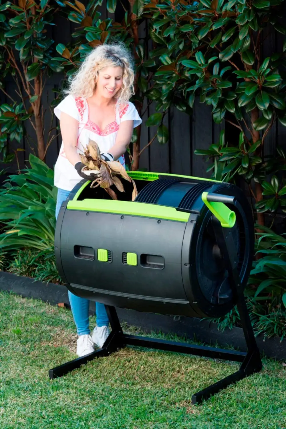 Two Stage 65 gal Compost Tumbler with Large Double Doors and Open Frame and Comes with  Compost Cart, 1.85 Gal, Customized