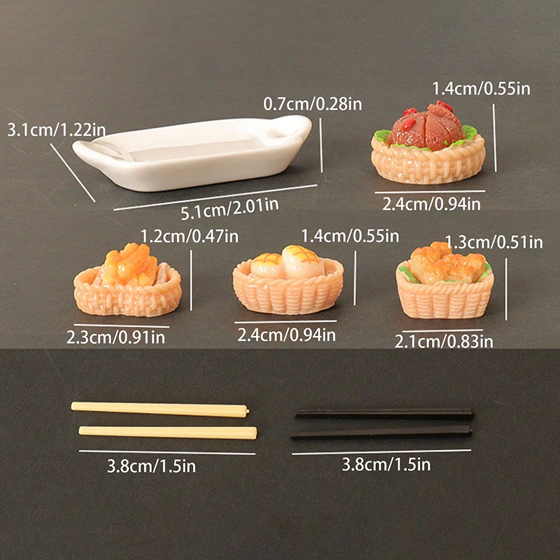 1:12 인형 집 미니어처 젓가락, 저녁 식사 접시, 페이스트리 빵, 주방 음식 모델 장식 장난감, 인형 집 액세서리, 1 세트