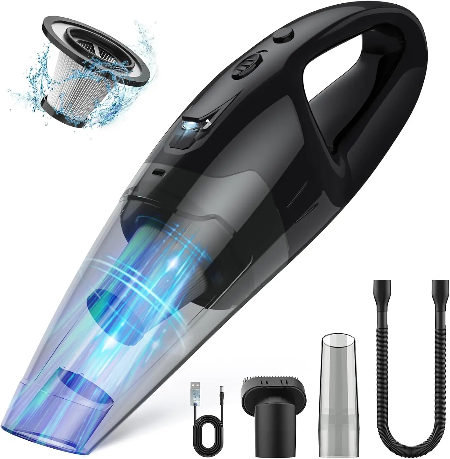 

Light Mini USB Charging Cordless Handheld Car Vacuum, Only 1.65 Lbs Weight with LED Light, Up To 25 Mins Runtime for Car Home Pet Hair Cleaning