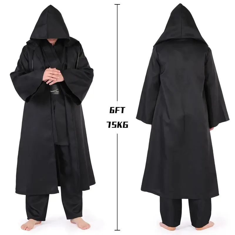 

Взрослый джедай, мужская туника с капюшоном, халаты, средневековое нарядное платье, Хэллоуин, косплей, маскарадный костюм, полный комплект ty'4