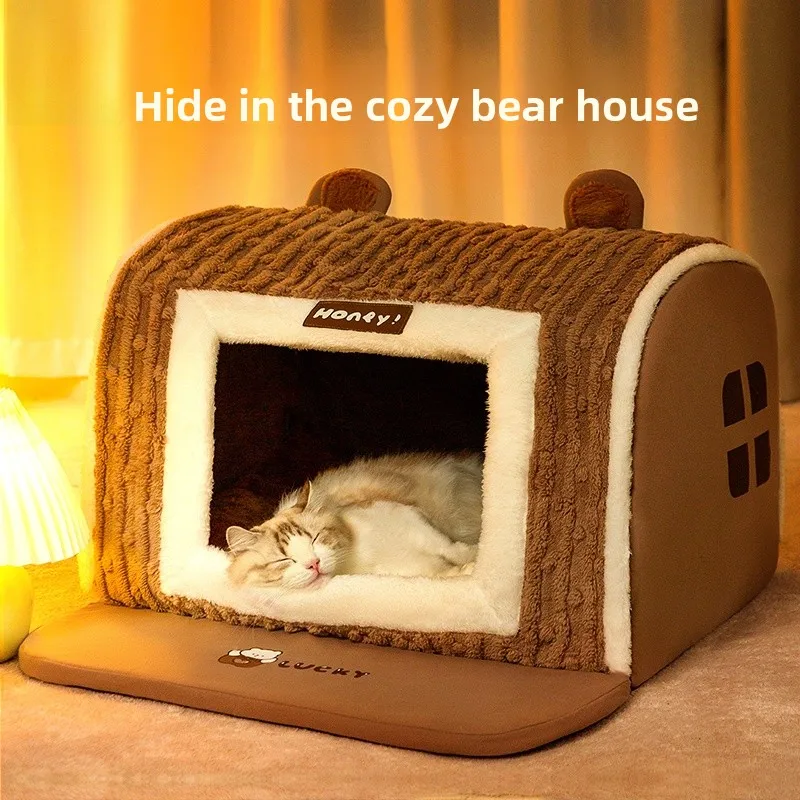 بيت قطط دافئ للشتاء، فيلا مغلقة آمنة، مأوى للقطط، مستلزمات حظائر الكلاب، عش قطط مريح، مخبأ للحيوانات الأليفة