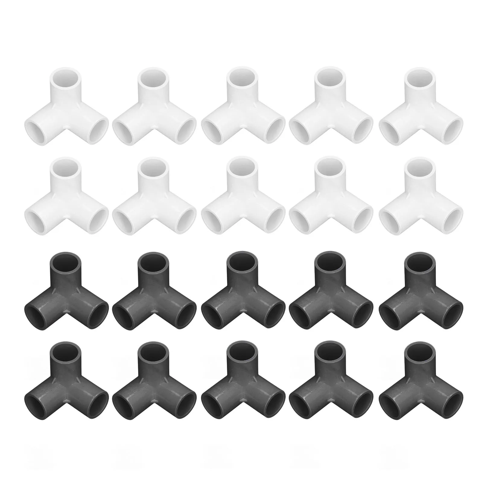 10PCS 3 Way Pipe Fittings PVC Plastic Right Angle Tee Corner Connector 20mm Inner Diameter Plastic Tee Fittings
