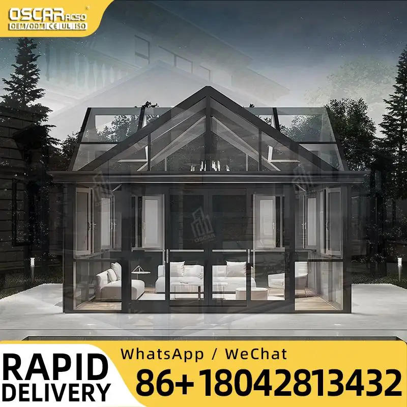 Modern Aluminum Alloy Sunroom Customized Design Outdoor Winter Patio Enclosure Tempered Glass sunroom