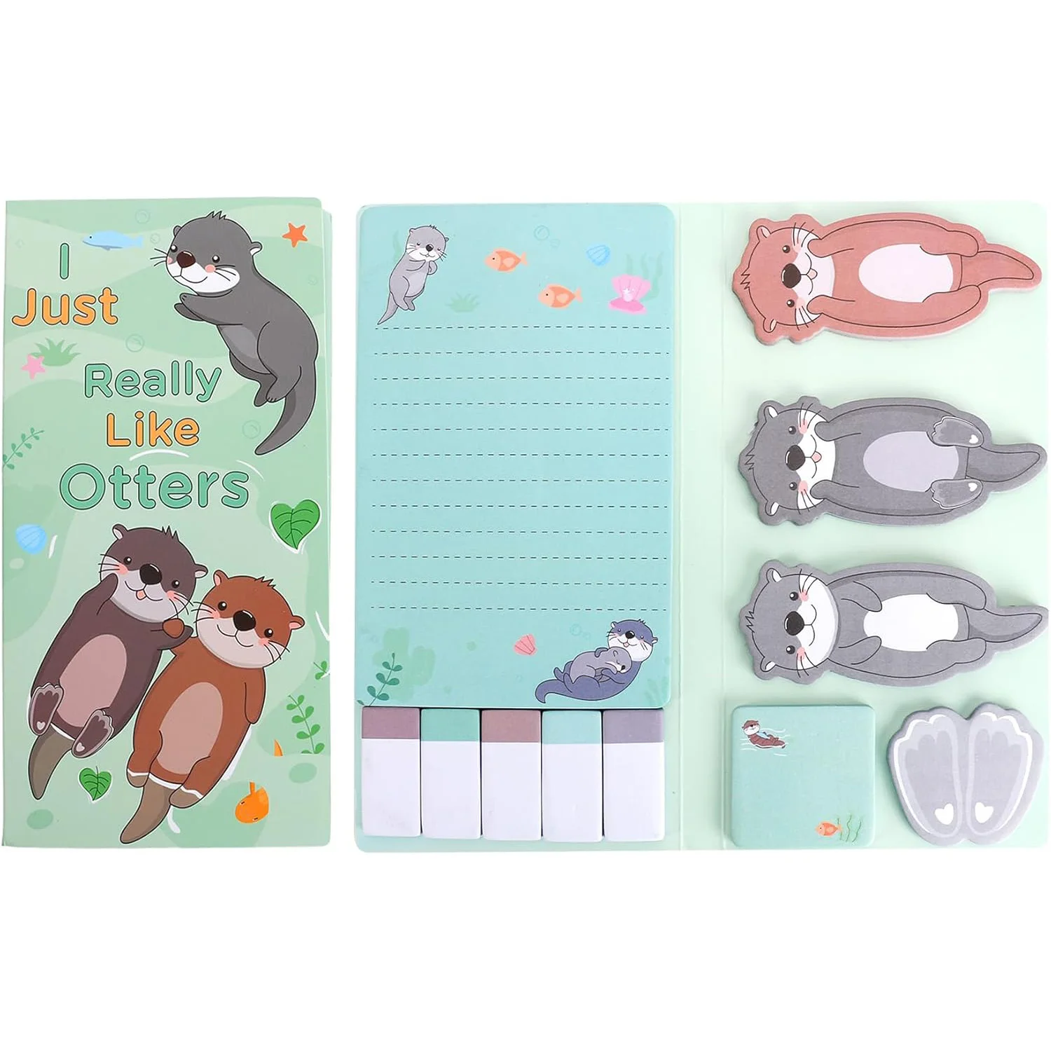 Niedliche Otter-Haftnotizen als Geschenk, Lernmaterialien, 440 Blatt mit Trennblättern, Schreibblock für Schule, Büro und Familie