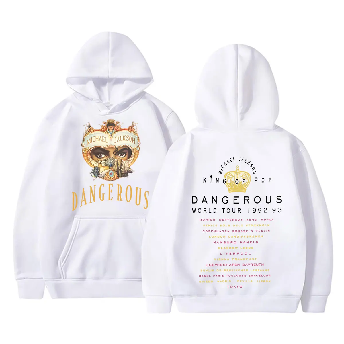 Michael Jackson King of Pop Dangerous World Tour Hoodie Herren Damen Vintage Gothic Rock Pullover Hoodies Übergroße Streetwear – Detail 5