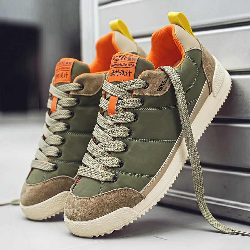 High Quality Men's Board Shoes Breathable Color Matching Casual Shoes Lace-up Fashion Comfortable Platform Sneakers Streetwear