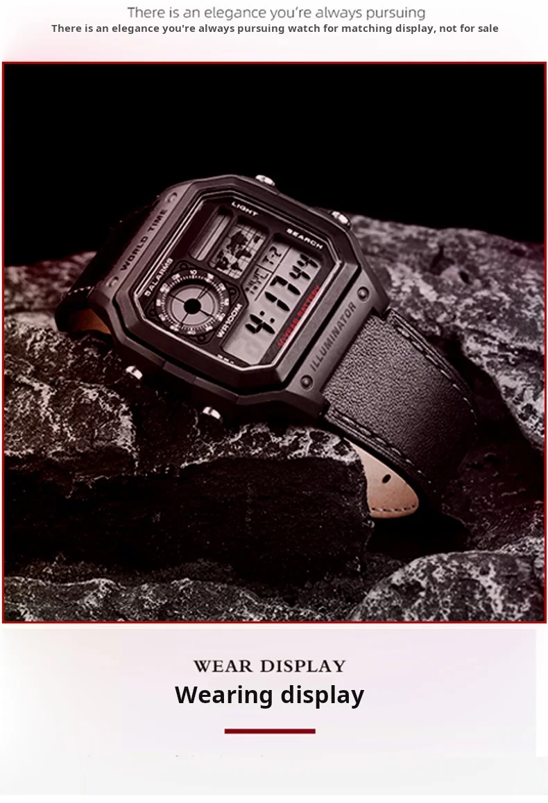 Retro-Uhrenarmband aus echtem Leder für Casio AE1200 AE1300/1000 A158W A168 W-216H, Vintage-Armband aus Rindsleder, 18 mm konvexes Uhrenarmband – Detail 6