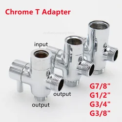 G1/2in G3/8in G7/8in G3/4in 3 Way Diverter Valve T-Adapter Converter Shower Water Tap Connector Bathroom Faucet Water Separator