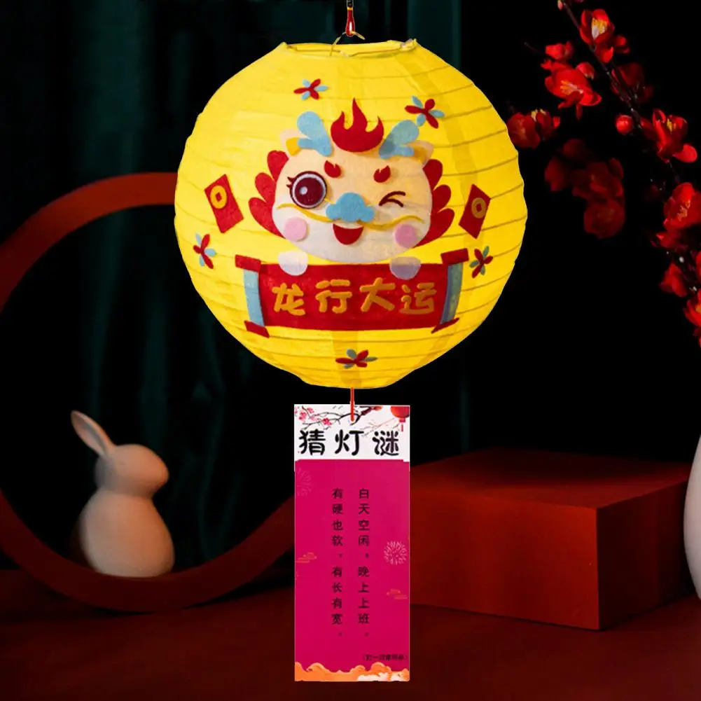 Year of Dragon Decoration Chinese Dragon Diy Lantern Kit Cartoon Glowing Handheld Lanterns Parent-child Riddle Game for Spring