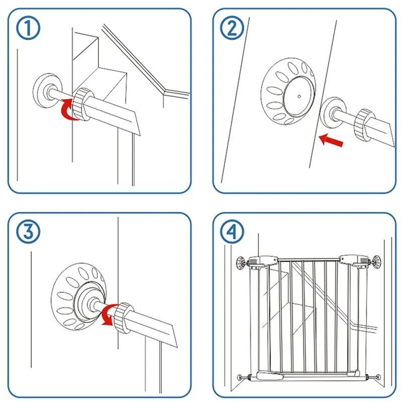 4 Pack Wall Cups Baby Gate Wall Protector Protect Walls & Doorways From Pet Gates - Pressure Mounted Gate Work On Stairs