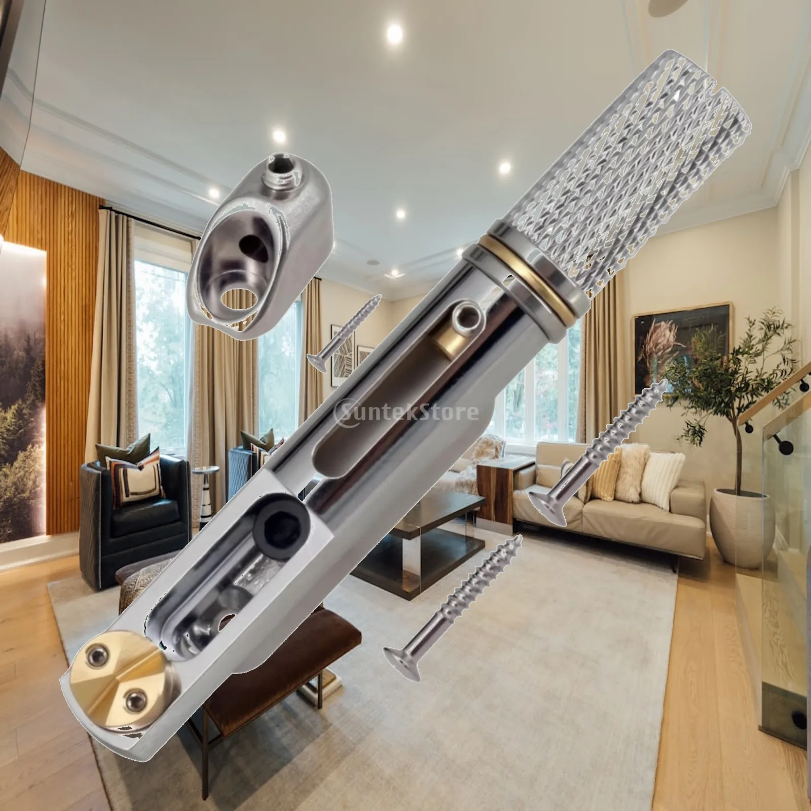 Replacement Bridge Tailpiece for Headless Electric Guitar with Recessed Adjustment Area Zinc Alloy Brass Hardware