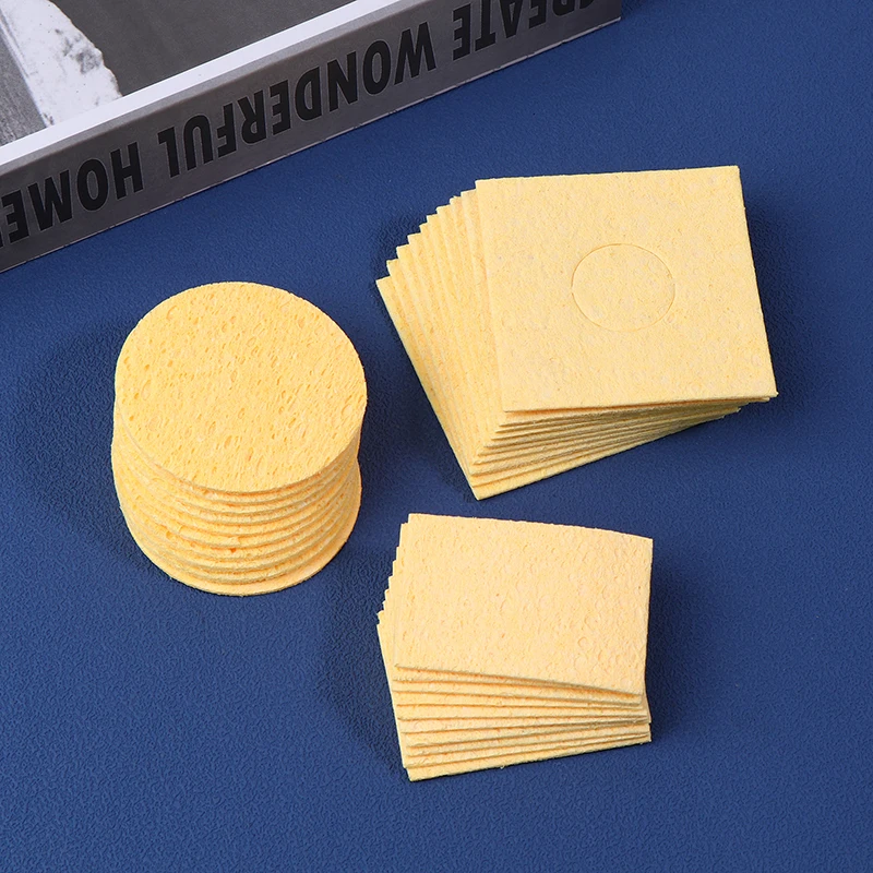 

10Pcs Yellow Cleaning Sponge Cleaner For Electric Welding Soldering Iron Tip Cleaning Sponges Cleaner Pads Replacement Parts