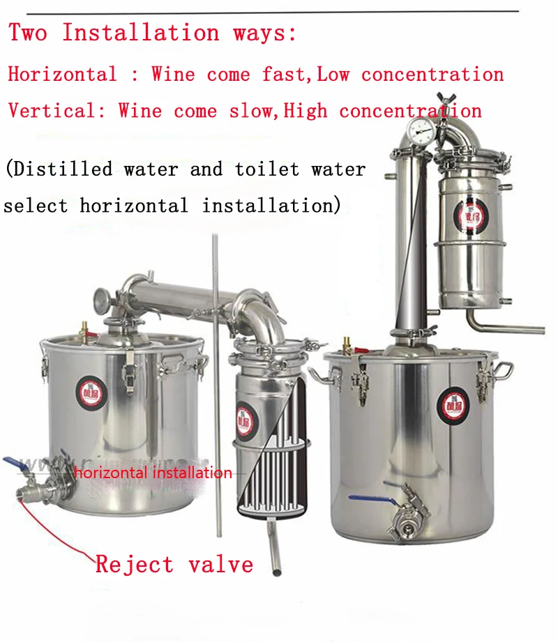 المنزلية 20L آلة تخمير تقطير النبيذ الفولاذ المقاوم للصدأ الكحول الفودكا الخمور وعاء تقطير/معدات الغلايات