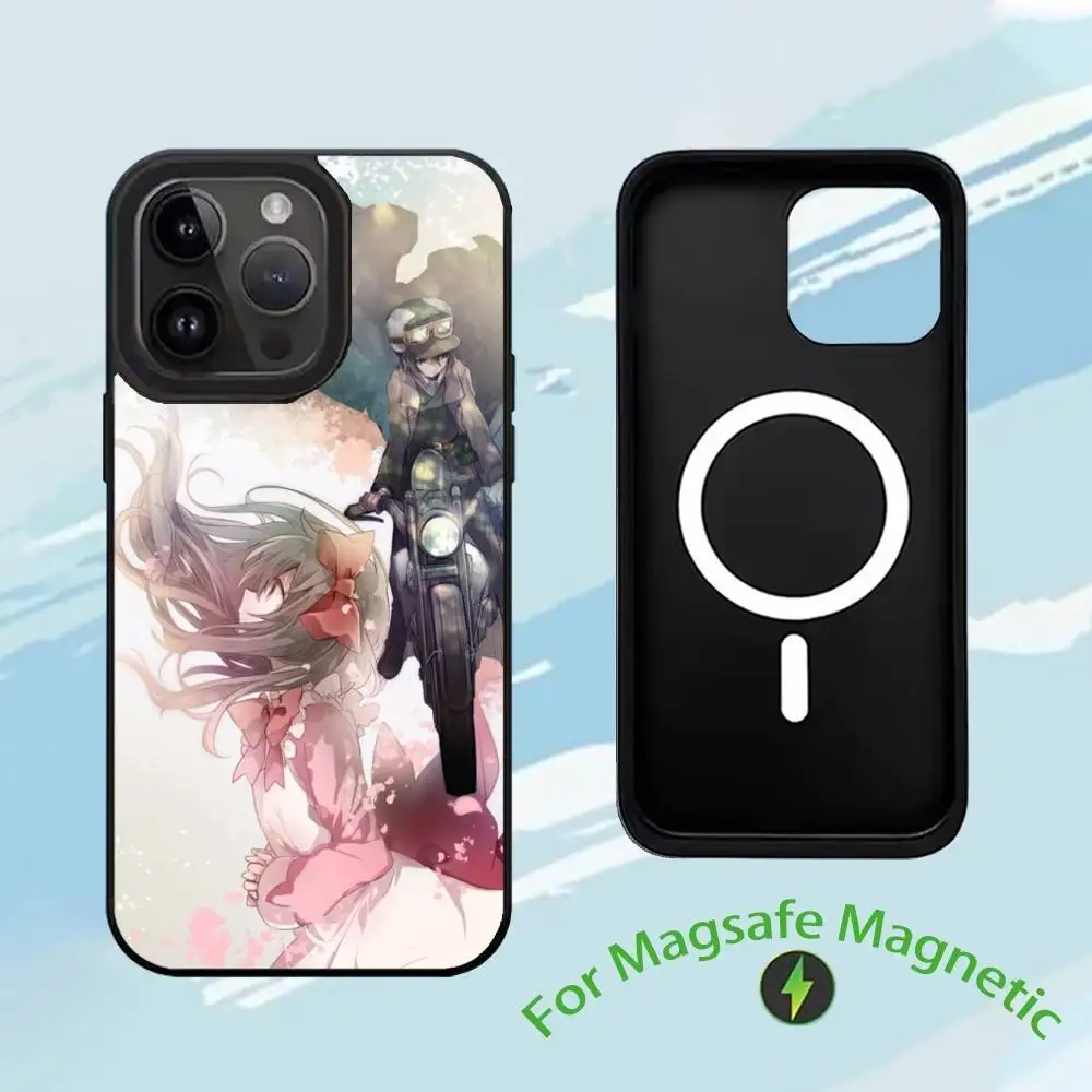 Capa de telefone anime t-o mundo bonito para iphone17,16,15,14,13,12,11, plus, pro, max para magsafe capa de carregamento sem fio