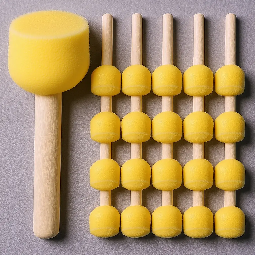 20Pcs Painting Sponge for Kids Wooden Handle Safe Light Weight Art Tools for Kindergarten Nursery School Crafts Graffiti Drawing