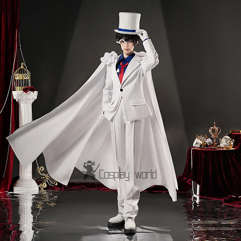 Куроба Кайто Детектив Белый Костюм Конан Косплей Костюм Карнавальная Вечеринка Рождественская Униформа Хэллоуин Игра Ролевая Одежда Одежда