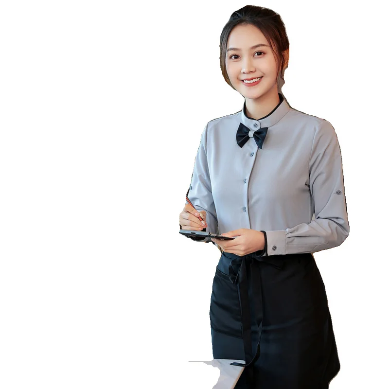 Fast Food Restaurant Server Uniform Langarm Western Restaurant Coffee Shop Steakhouse Burger Cake Shop Mitarbeiter Shirt für Wo