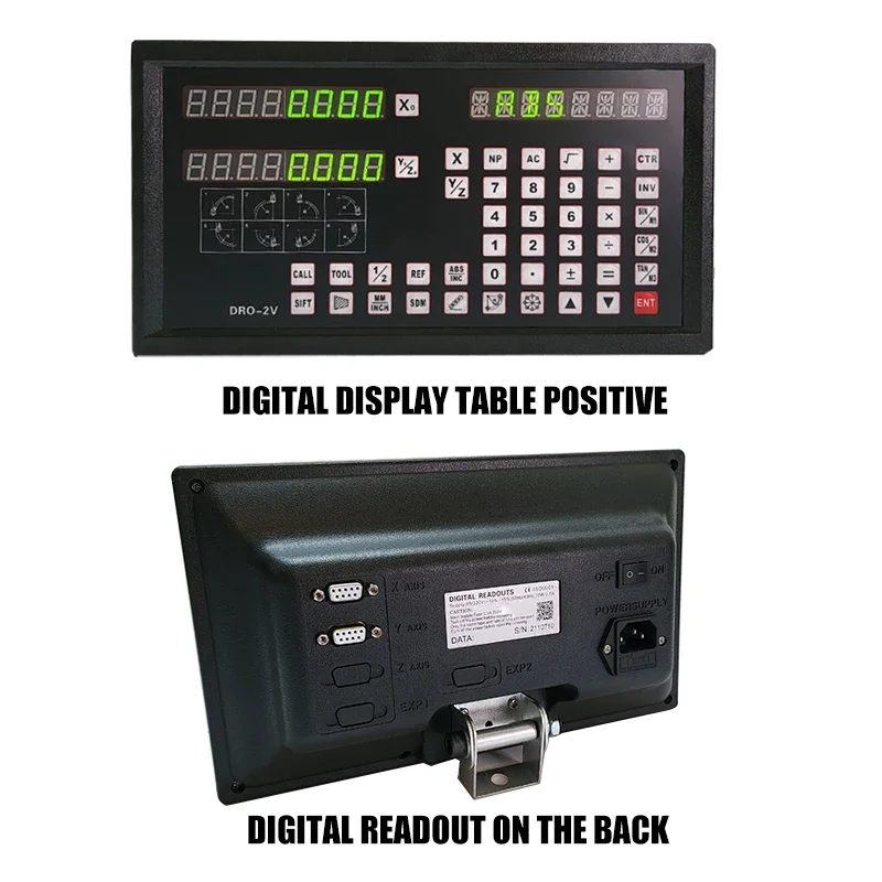 DRO-2V Digital readout Display AC90-260V & 2 Pieces 0-1000mm Linear Glass Scale Encoder Grating Ruler For Lathe milling machines