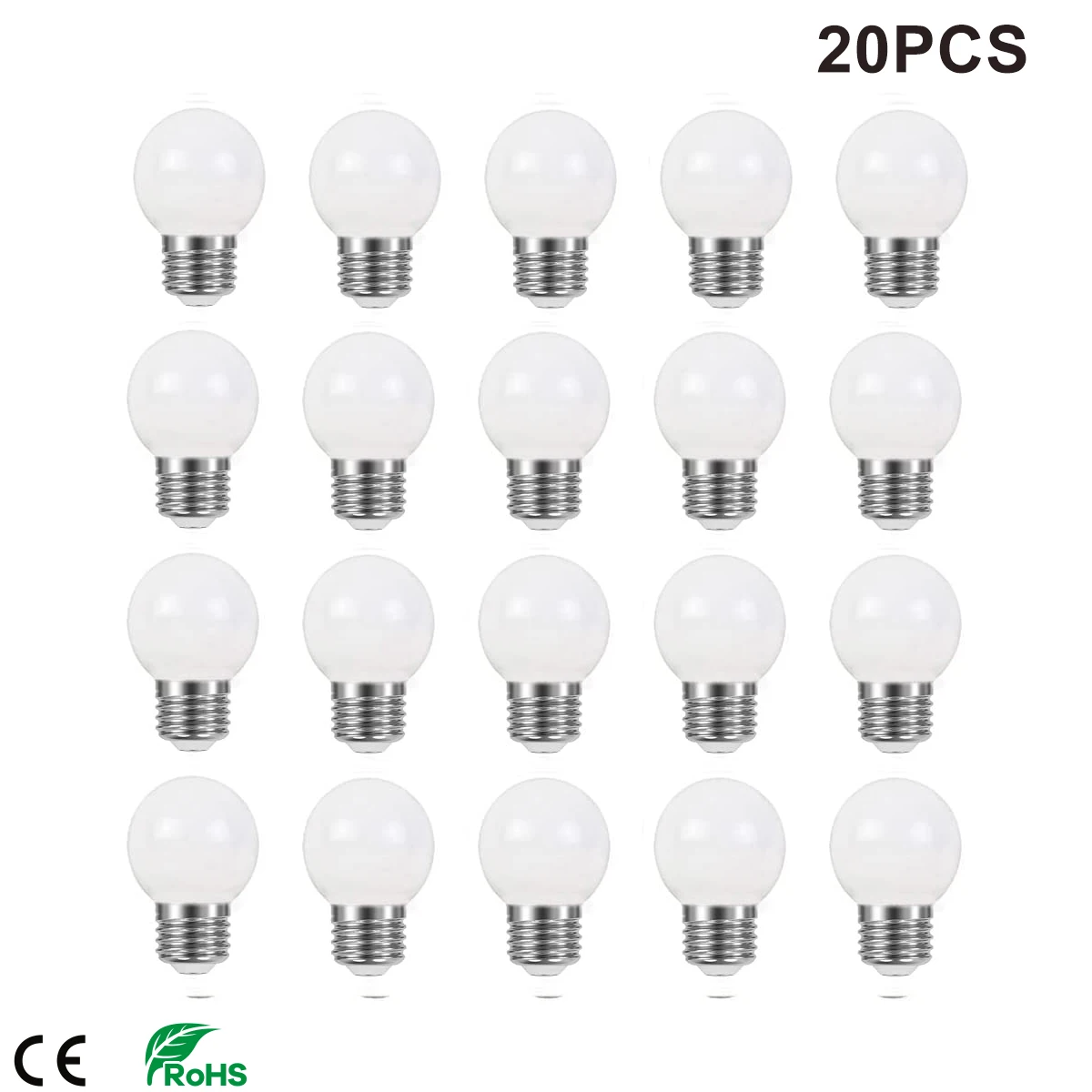 Led Bulb Plastic Milky Globe G45 Warm White E27 220V String Light Bulb 3W Garden Party Cheap Ball Lamps Wedding Decor