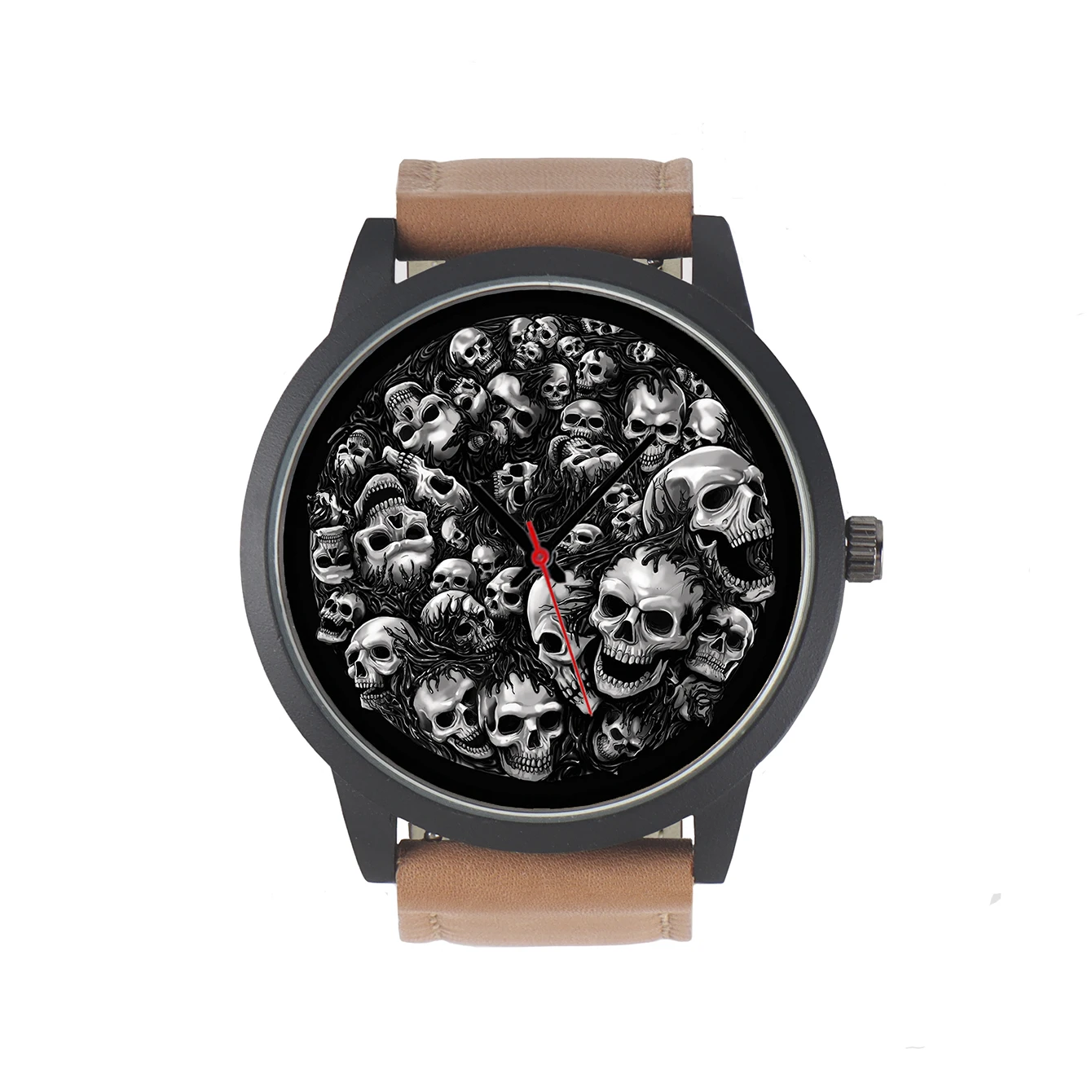 Factory Store Skeleton Pile Design Punk Style Skull Pattern Clothing Matching Gifts for Friends Men\'s Battery Quartz Wrist Watch