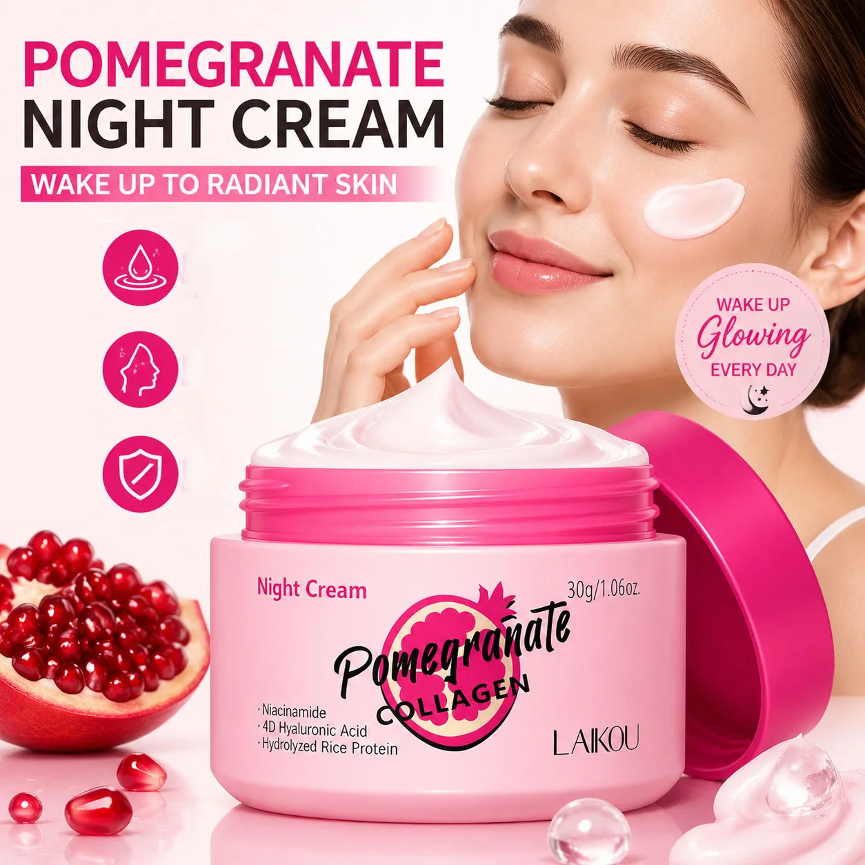 LAIKOU Sakura Pomegranate Face Cream Retinol Night Cream Moisturizing Brightening Hydration, Firmnes Facial Skin Care