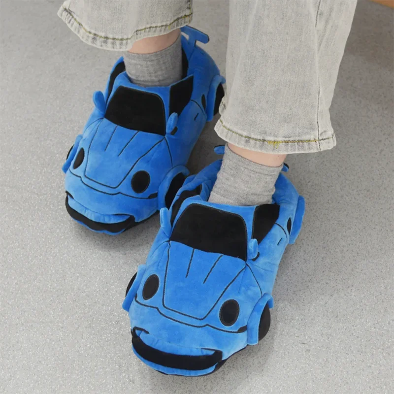 Funny Personality Car Plush Slippers Unisex Fun Vehicle Shape Stuffed Shoes Women Men Christmas Indoor House Slippers