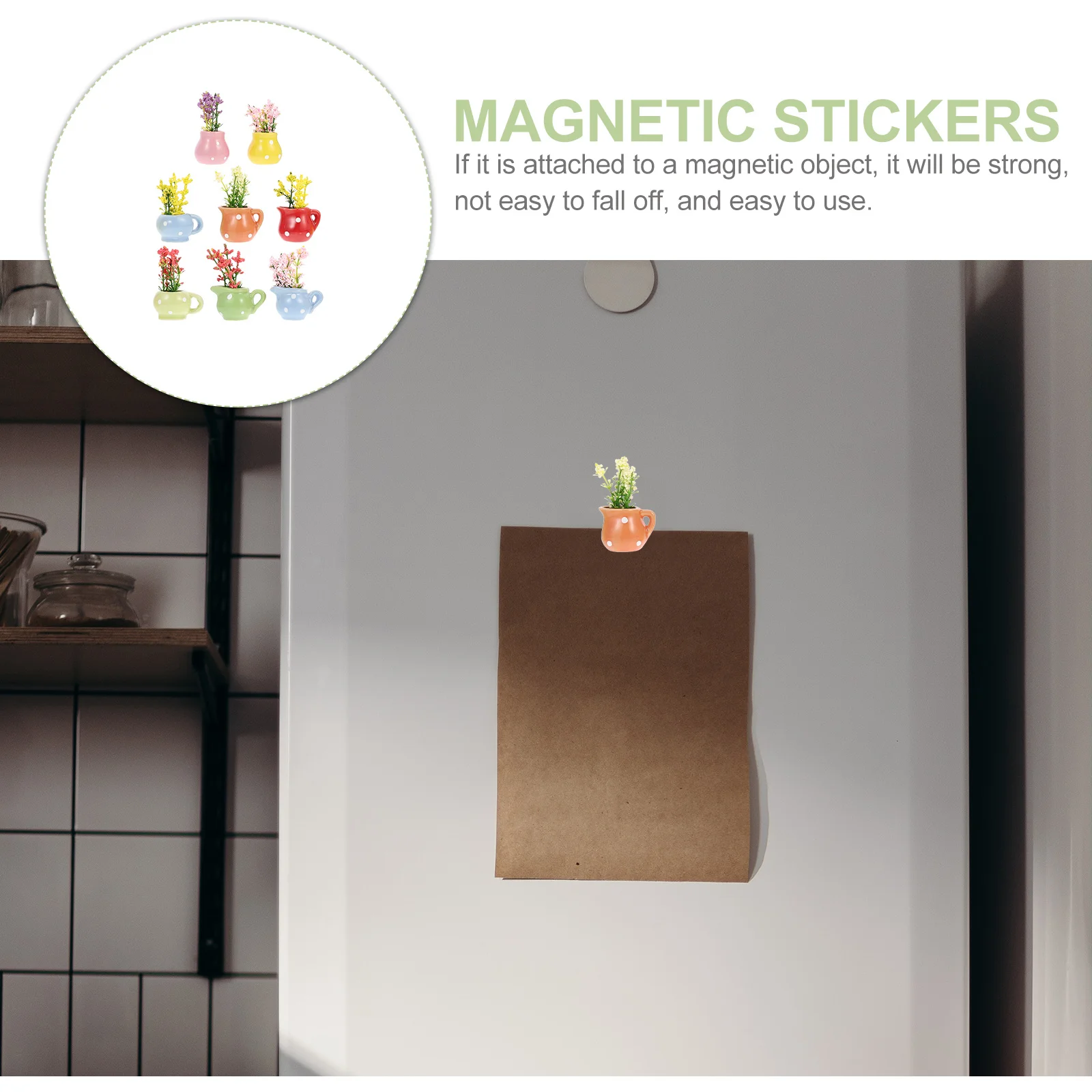 

8Pcs Ceramic Flowerpot Refrigerator Magnets Decorative Fridge Magnet Decors Absorption Magnets for Fridge Whiteboard Use