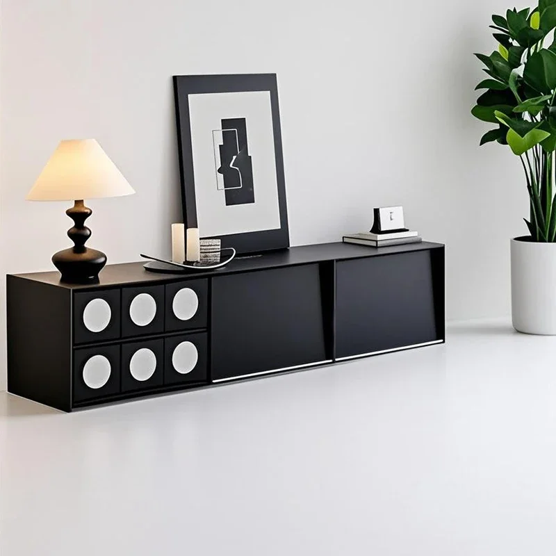 Retro solid wood combination TV cabinet storage locker integrated