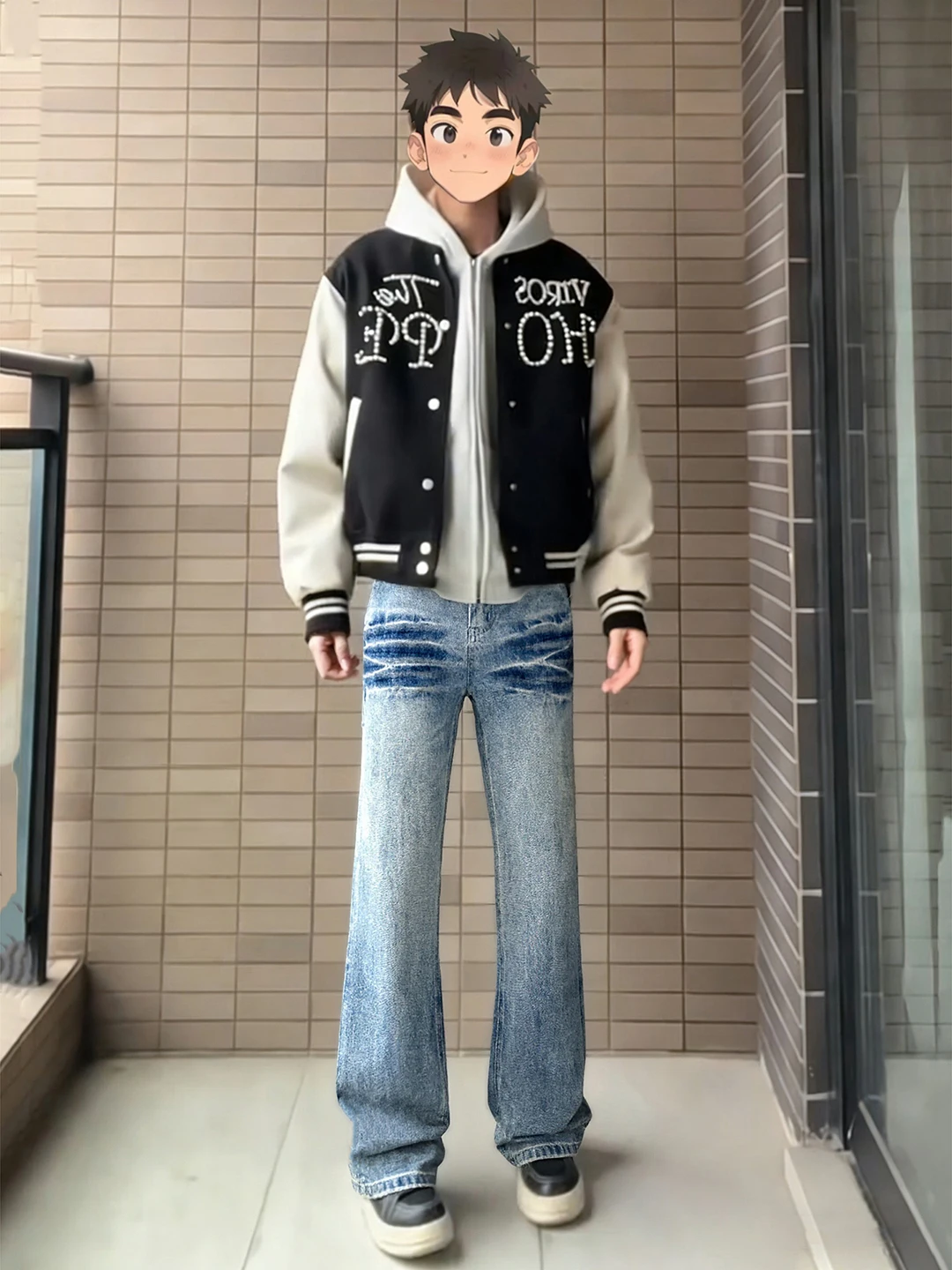 

Light Blue Thunder Pattern Men's Jeans Winter Fleece Lined Drawstring Slimming Pants mid Waist Zipper Fly Bootcut Jeans