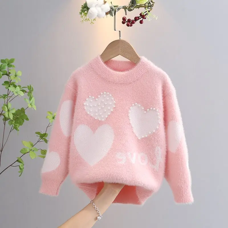 3-11 Years Girls\' Sweater Autumn And Winter New Fashion Warm Children\'s Sweater Cute Baby Jumper Kids Knitted Base Shirt