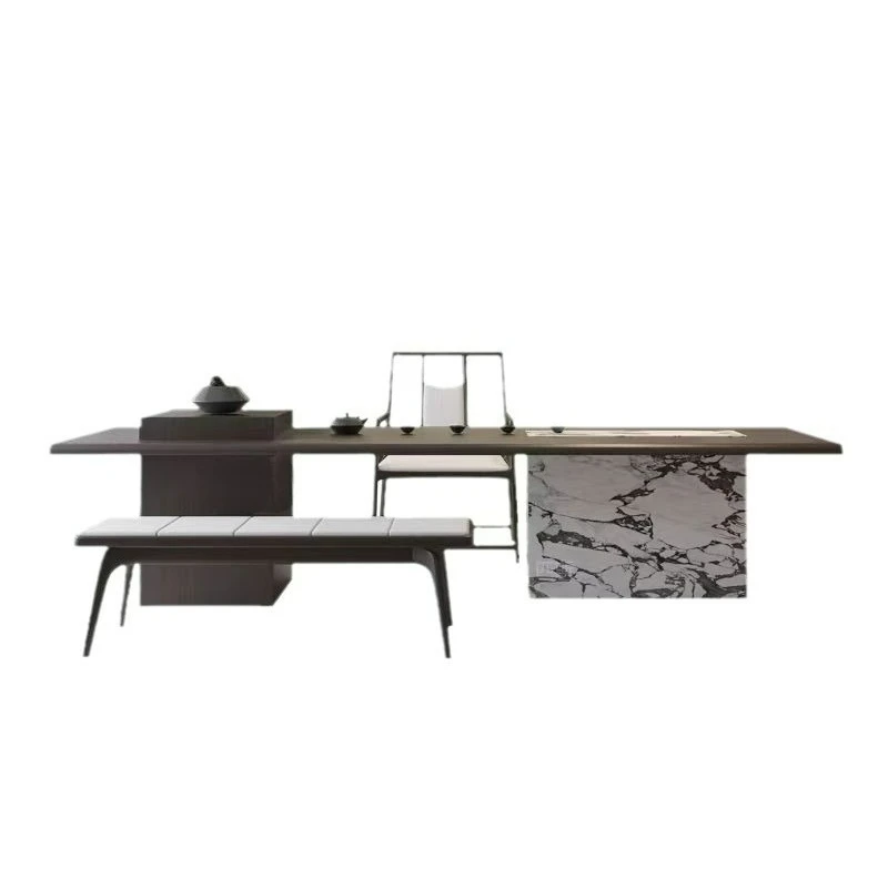 

Italian minimalist rectangular solid wood rock slab tea table large board table restaurant island table